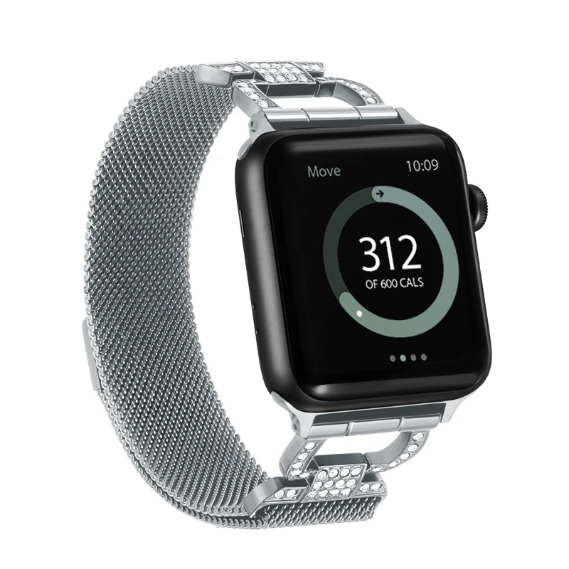 Миланская петля, Алмазный ремешок для apple watch, ремешок 44 мм, 40 мм, apple watch 5, 4, 3, браслет из нержавеющей стали iwatch, ремешок 42 мм, 38 мм