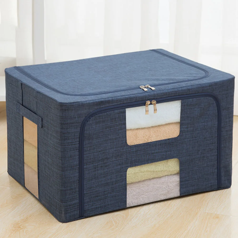 

Zipper Clothes Storage Box Household High Capacity Storage Container Oxford Cloth Clothing Boxes Fabric Folding Basket Closet
