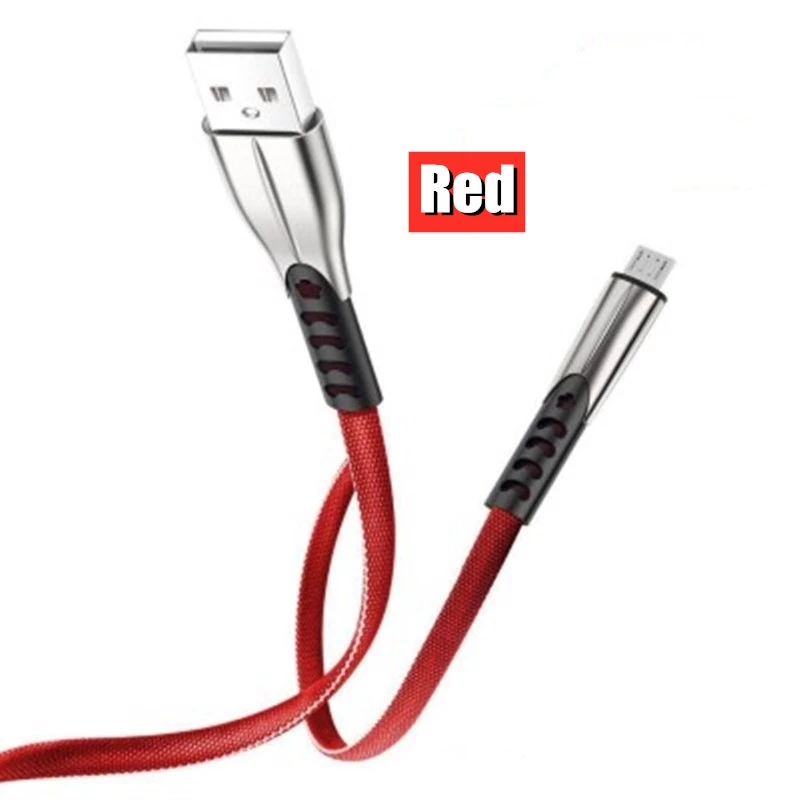 Кабель из сплава USB 3A Быстрая зарядка USB быстрая передача данных синхронизировать Мобильный телефон Смартфон для iPhone Android type-C Xiaomi Micro USB провод шнур - Цвет: red