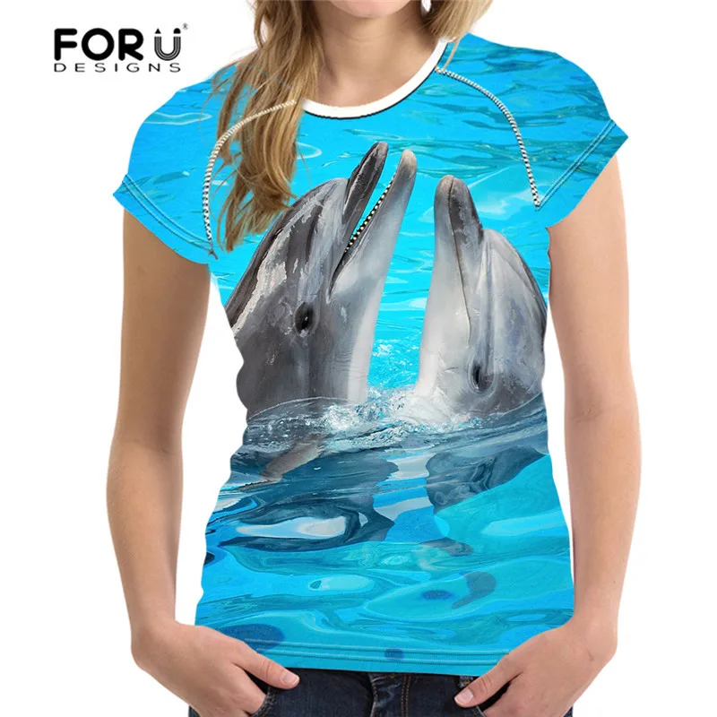 Женская футболка с 3D принтом дельфина и акулы 2019|brand t-shirt|t-shirt brandcrop top tee |