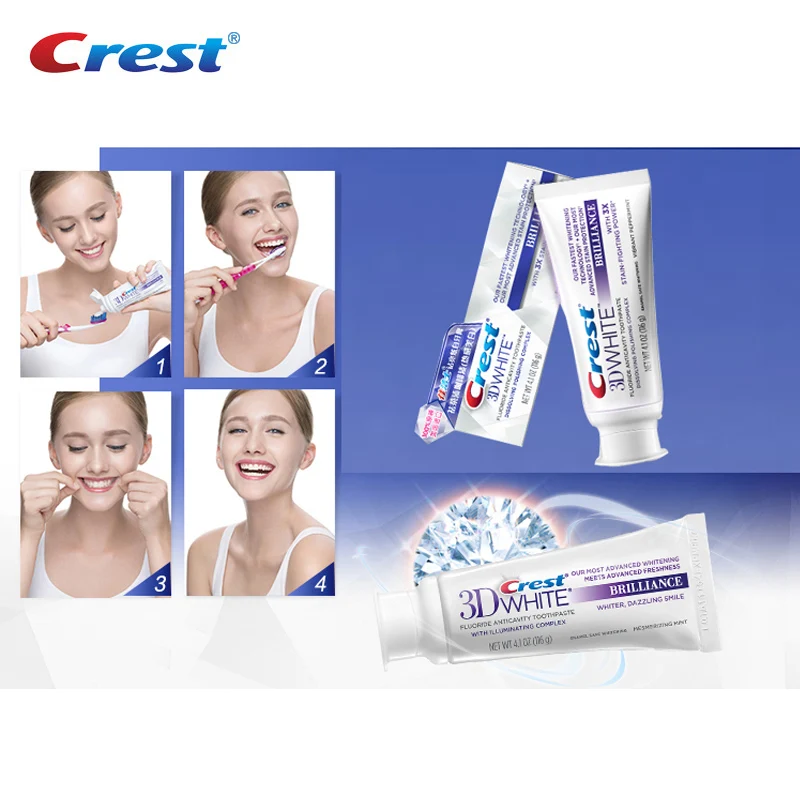 Crest 3D White Toothpaste Teeth Whitening Tooth Paste Squeezer Tubes 90g*3 Pcs toothpaste squeezer