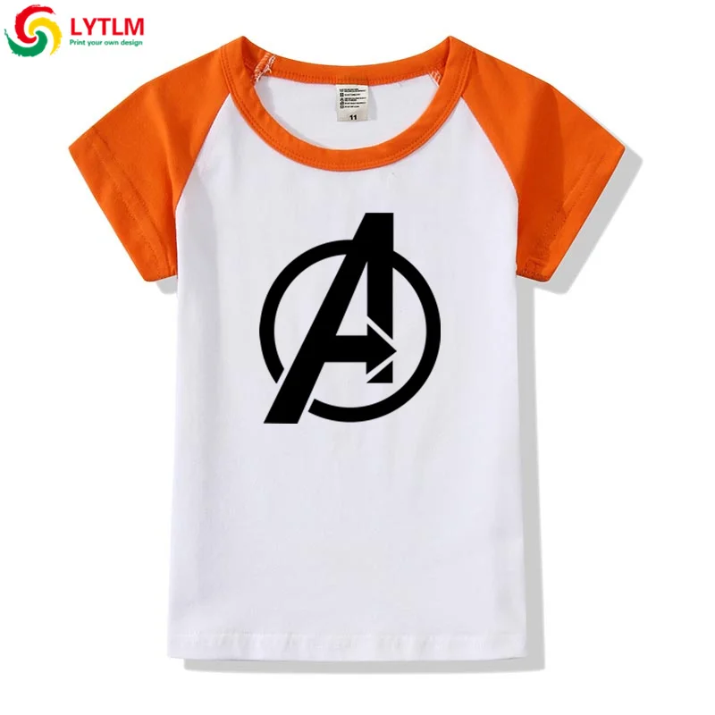 Футболка LYTLM Marvel белая футболка с героями мультфильмов для девочек Футболка с Мстителями летняя одежда для маленьких мальчиков пляжные футболки для мальчиков 12 лет - Цвет: DXCJ LYCRA Orange