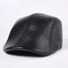 

Men's Hat Leather Winter Warm Thick Outdoor Beret Sheep Skin Ear Protectors Peaked Caps Stylish Handsome Winter Panama Balaclava