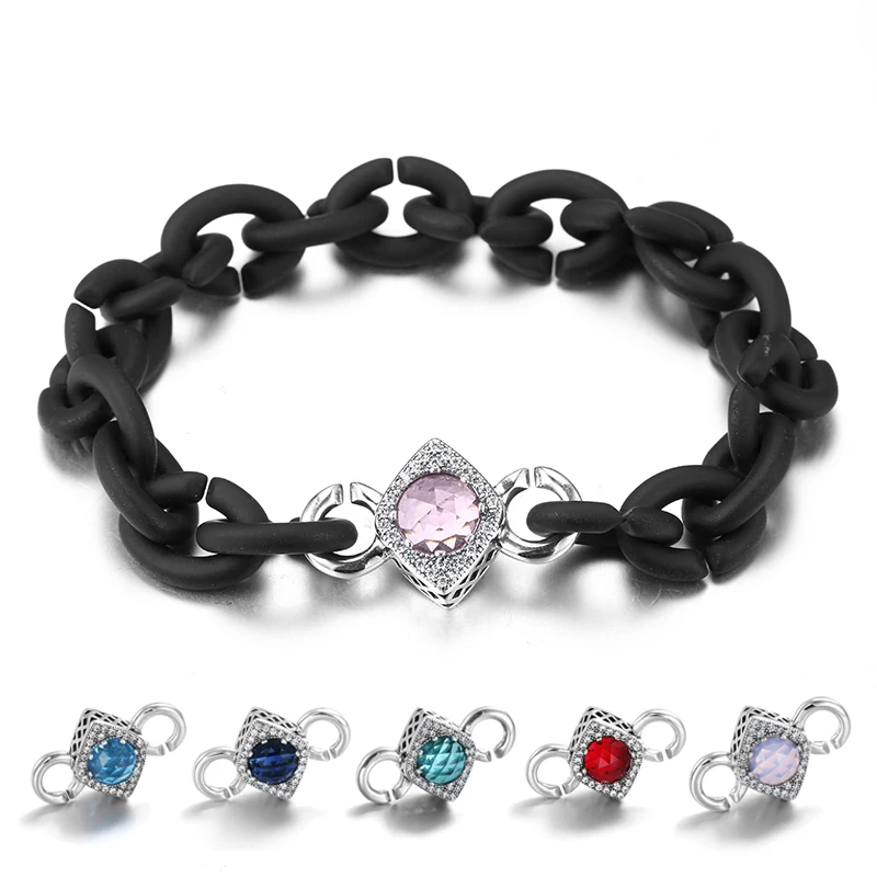 

Luxury Zircon 925 Sterling Silver Bead Charm Crystal Bracelet for Women Ladies Hard Rubber X Bracelet Fine Jewelry Gift 12 Color