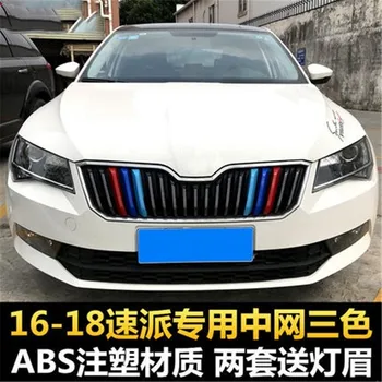 

Car styling for Skoda Superb 2016 2017 ABS Grille Around Trim Racing Grills Trim front grille trimmed in 3 colors