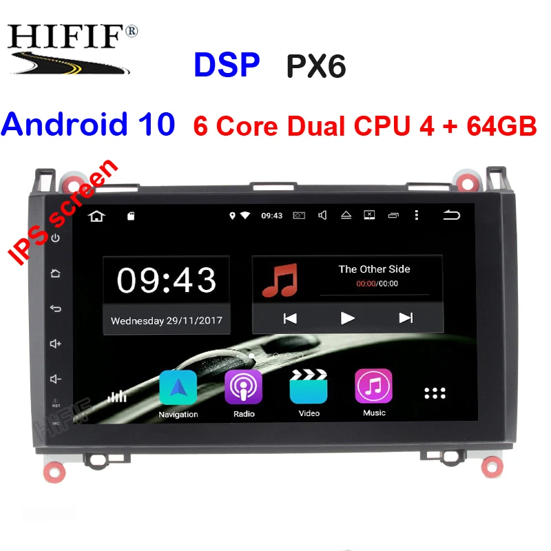 Автомагнитола PX6 2Din на Android 10 для Mercedes/Benz/Sprinter/Viano/Vito/B-class/B200/B180 мультимедиа видео