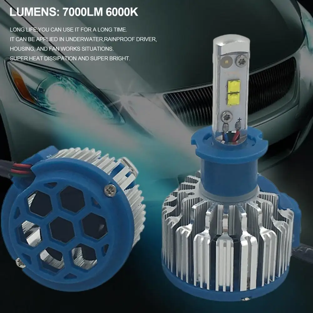 H1/H3/H7/H8/H9/H11/9005/HB3/9006/HB4/880/881/H27/9012/HIR2/H4 автомобиля высокого Мощность светильник автомобилей головной светильник Автомобильная ступица переднего лампа 7000lm 6000K