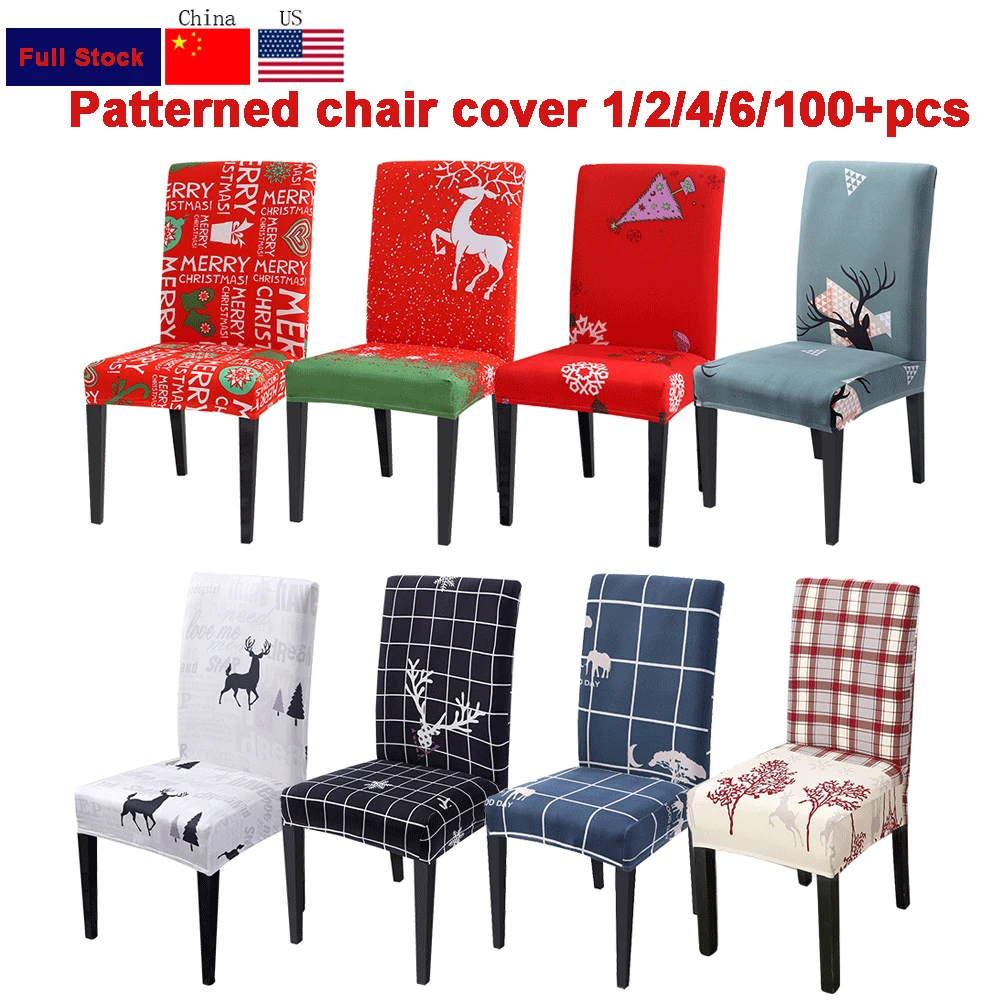 

1/2/4/6pcs Floral Printed Chair Cover Xmas Stretch High Back Christmas Slipcovers Big Elastic Seat Chair Covers For Banquet