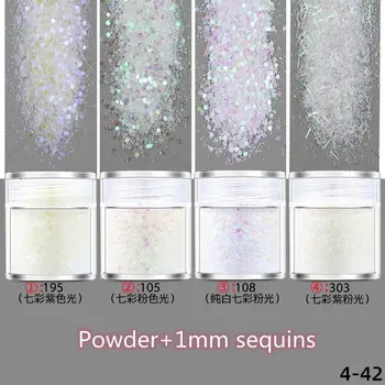 

10ml Colorful white Series Charm Pigment Nail Art Sequins Holographic Nails Accessories Nailart Powder Glitter Chameleon Effect