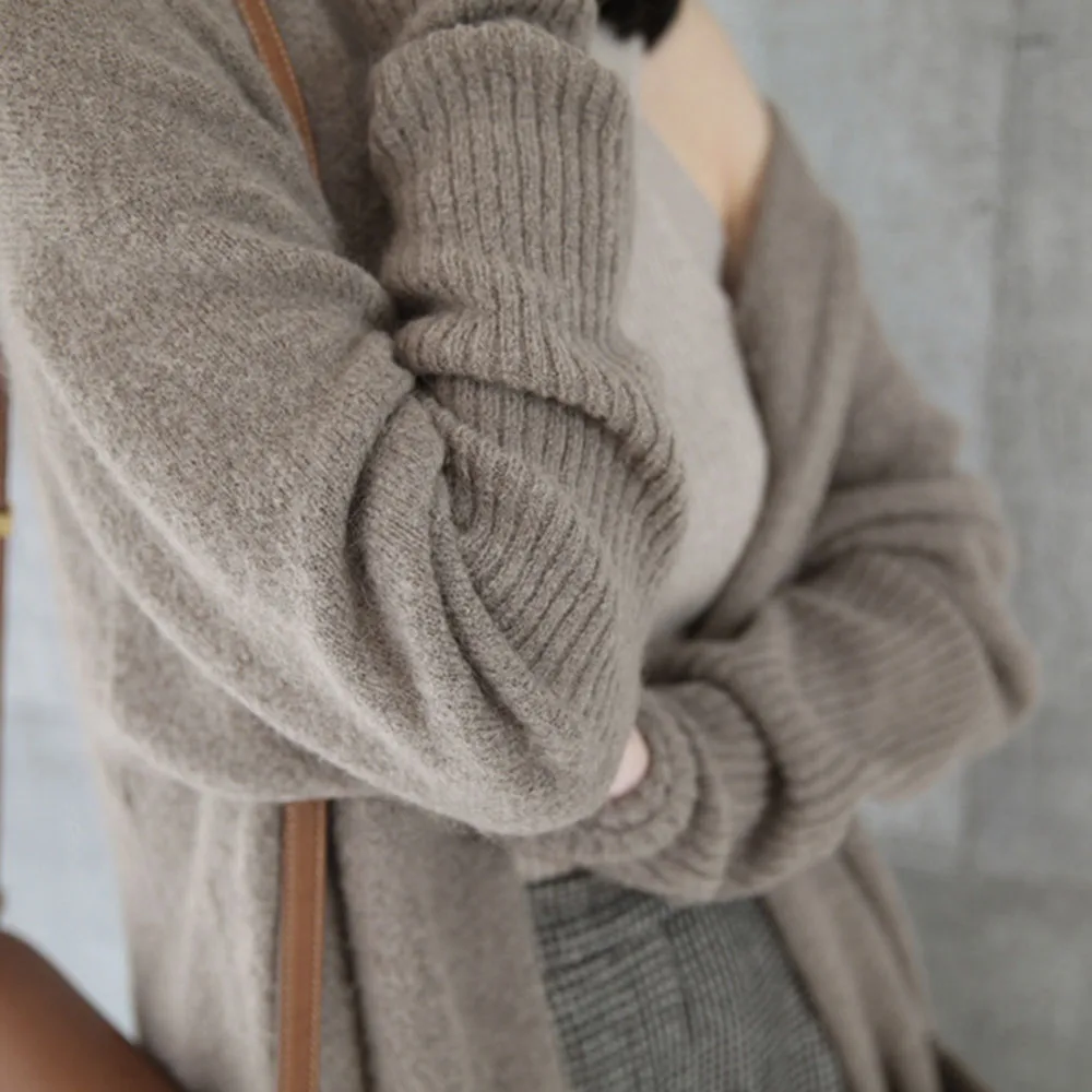 Cardigan Women Sweater Autumn Winter Thick Warm Solid Simple Knitwear Loose Korean Street Fashion Black Long Jumper Knitted Top Cardigan Women Sweater Autumn Winter Thick Warm Solid Simple Knitwear Loose Korean Street Fashion Black Long Jumper Knitted Top