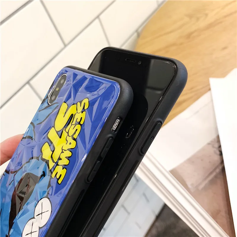 Cartoon Sesame Street Diamond Pattern iphonexs MAX Phone Case iPhone 8 /7plus All Edges Included Shatter-resistant 6xr Applicabl