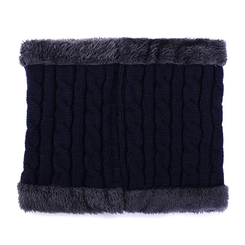 Dark blue Мужской зимний теплый вязаный норковый шейный шарф, Женский Детский шарф для мальчиков, мужской утепленный шерстяной меховой воротник-шарф для девочек, хлопок, унисекс - Цвет: Dark blue