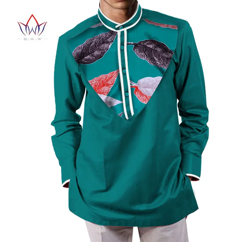 Летняя мужская африканская одежда dashikis camisa masculina батик Печать Топы мужские натуральный хлопок рубашки BRW WYN232 - Цвет: 1