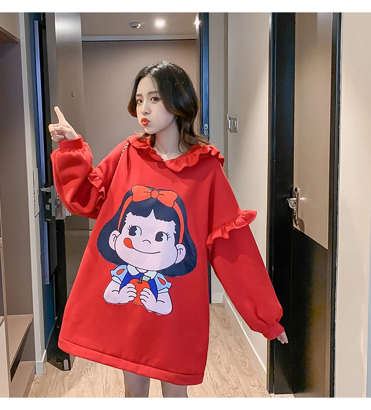 Толстовка для беременных с забавным мультяшным рисунком толстовки на осень и