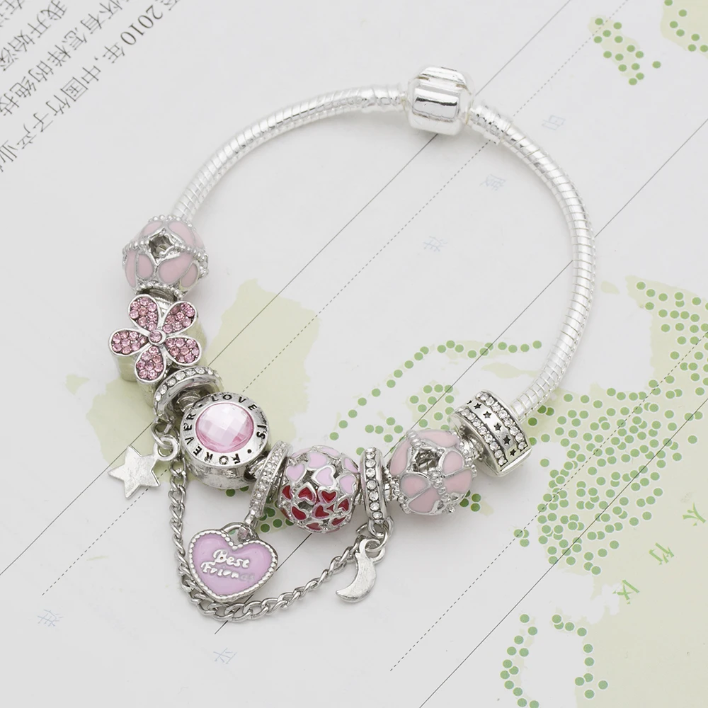 RANDORS DIY готовый браслет с подвеской Deeply loves the life женский розовый браслет подарок на день рождения