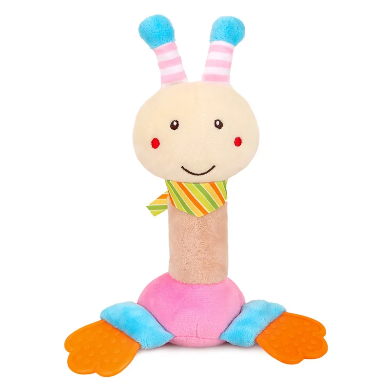 Детские погремушки-животные рукопожатие BB палка детские игрушки встроенный колокольчик с прорезывателем звенящая рука плюшевая погремушка для новорожденных детская игрушка - Цвет: Bee
