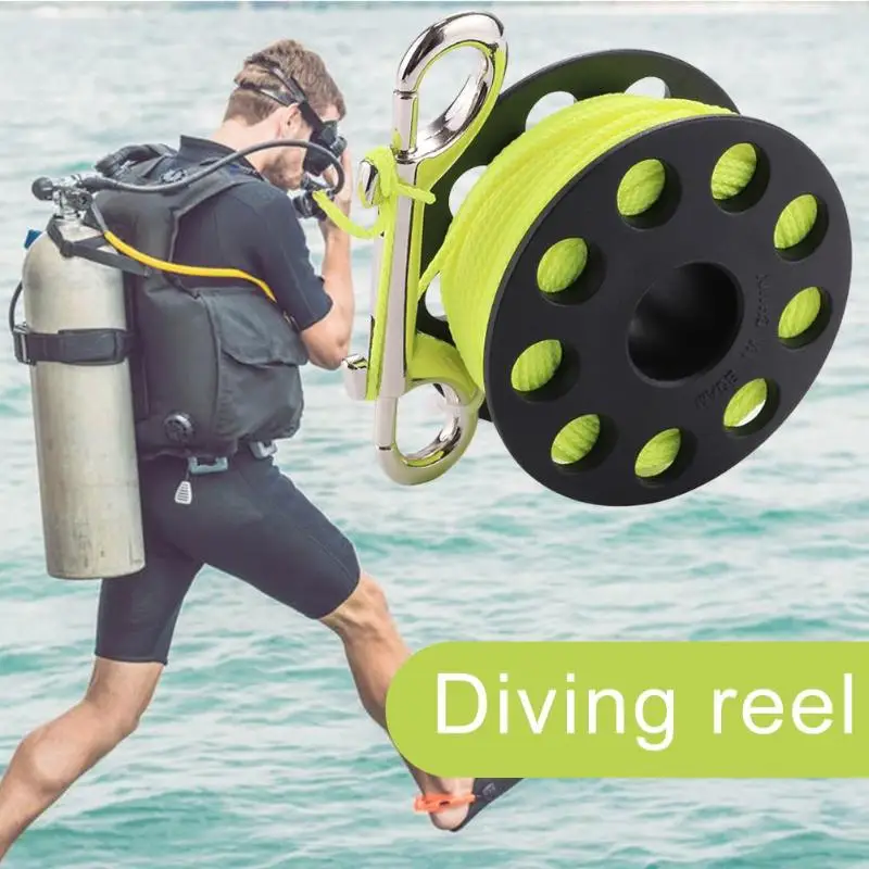 Scuba Diving Reel w/ 30m Swimming Scuba Spool Rope Outdoor Diving Equipment Pull Buoy Rope Coil Spool