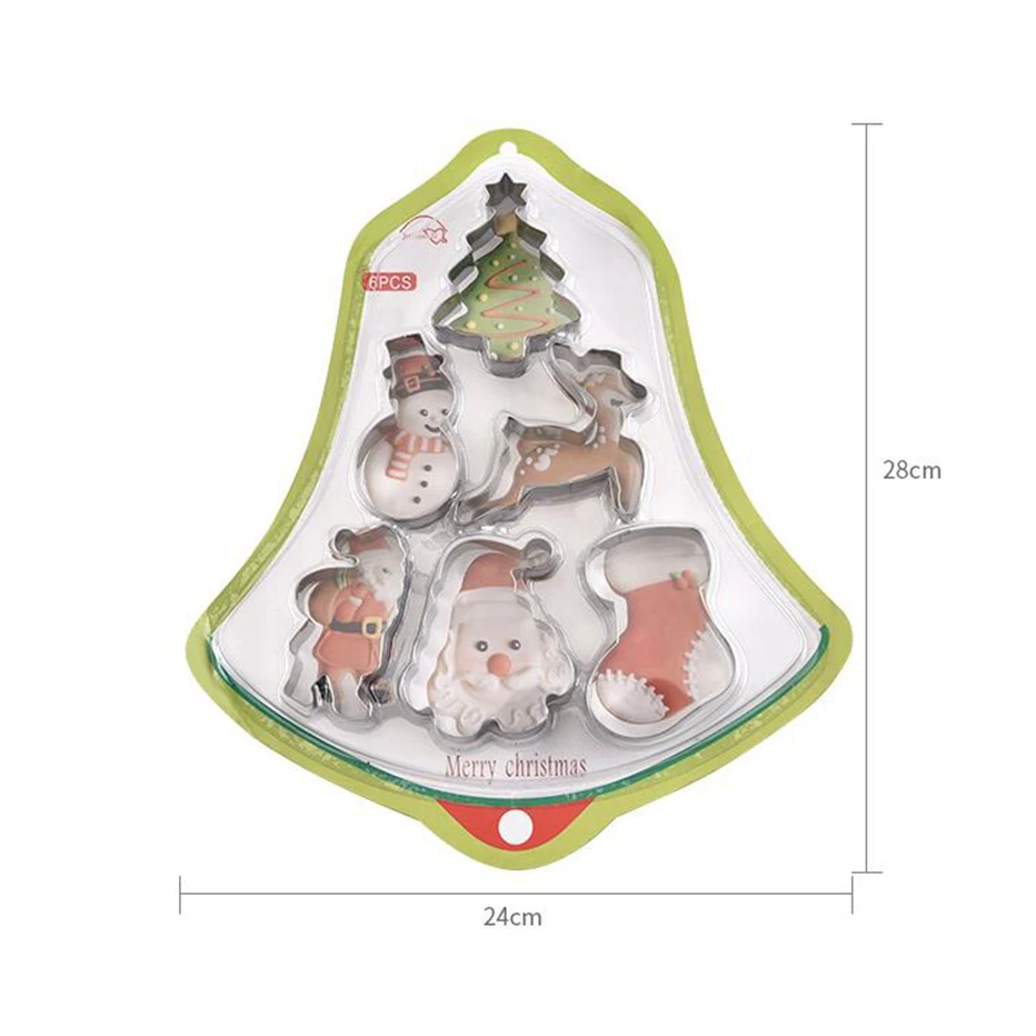 Basedidea Christmas Cookie Stamp Set Santa Claus Bells Christmas Tree Cutters Biscuit Cookie Cutter Mold Baking Tool