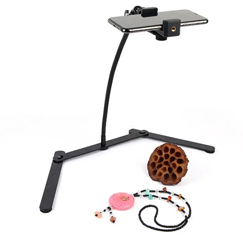 Adjustable Tripod With Cellphone Holder Overhead Phone Mount Table Top Teaching Online Stand For Live Streaming