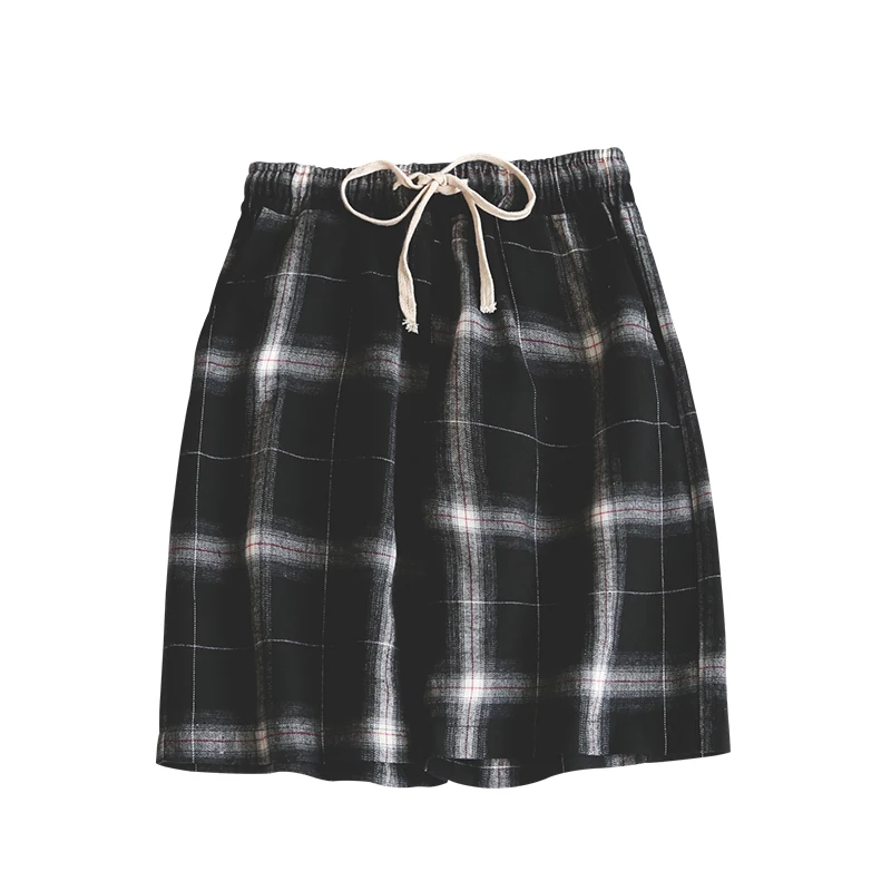 Хип-хоп японские мужские летние хлопчатобумажные шорты корейские клетчатые шорты мужские повседневные свободные Ropa Para Hombre повседневные шорты на шнурке CC50DK07