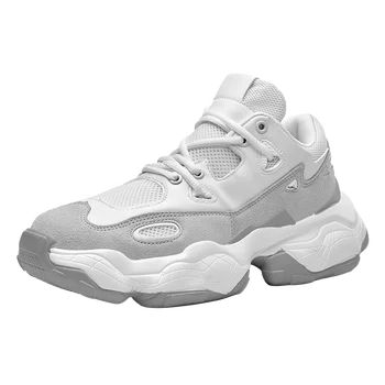 

2020 New Arrivals Genuine Leather Casual Sneakers Men Women Plus Size Designer Chunky Shoes Breathable Platform Casual Shoes