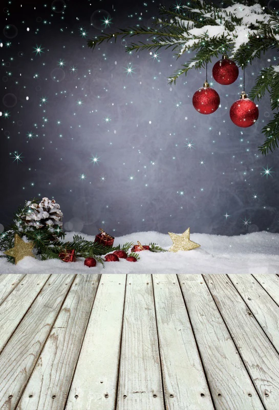 Серый деревянный пол Рождественская елка сосновый шар блестящая Звезда снег для новорожденных Фото фоны для фотостудии