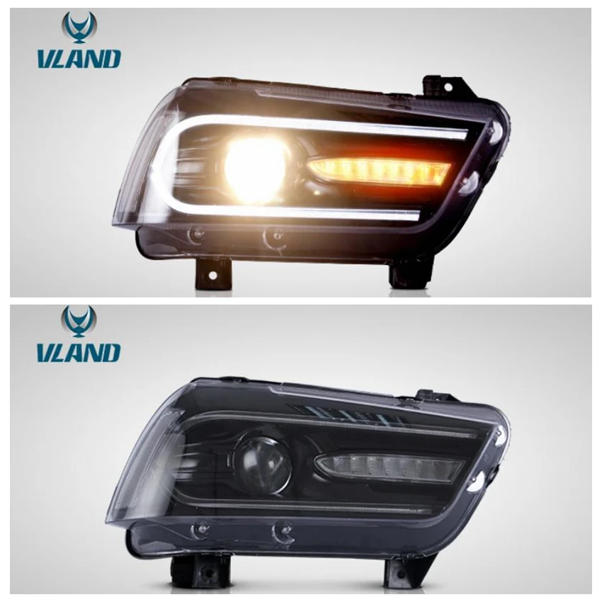 

VLAND factory for car headlight for Charger LED head lamp 2011 2012 2013 2014 with turn siignal+DRL