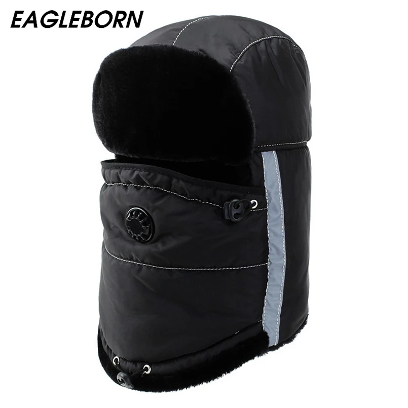 Новинка 2020 Мужская зимняя шапка защита ушей для лица шапки-бомберы с маской