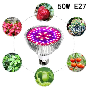 

LED Grow Light Full Spectrum 50W E27 UV IR LED Growing Bulb For Indoor Hydroponics Flowers Plants LED Growth Lamp