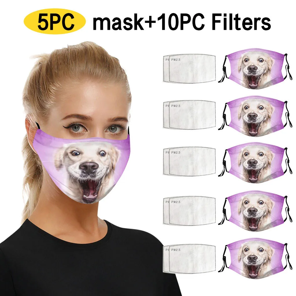 Reusable Washable Face Bandana Breathable for Cycling Fishing Outdoors 3pc Funny Face Macks Cover With Dogs Printed