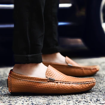 

Fashion outdoor Leather Men Casual Shoes Designer Mens Loafers Moccasins Breathable Slip on Driving Shoes Plus Size 38-47 w5