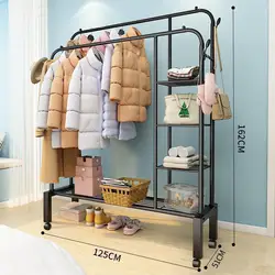 Support de séchage Simple pliant, chambre à coucher, poteau unique, intérieur, tringle à vêtements, balcon, porte vêtements, ménage 
