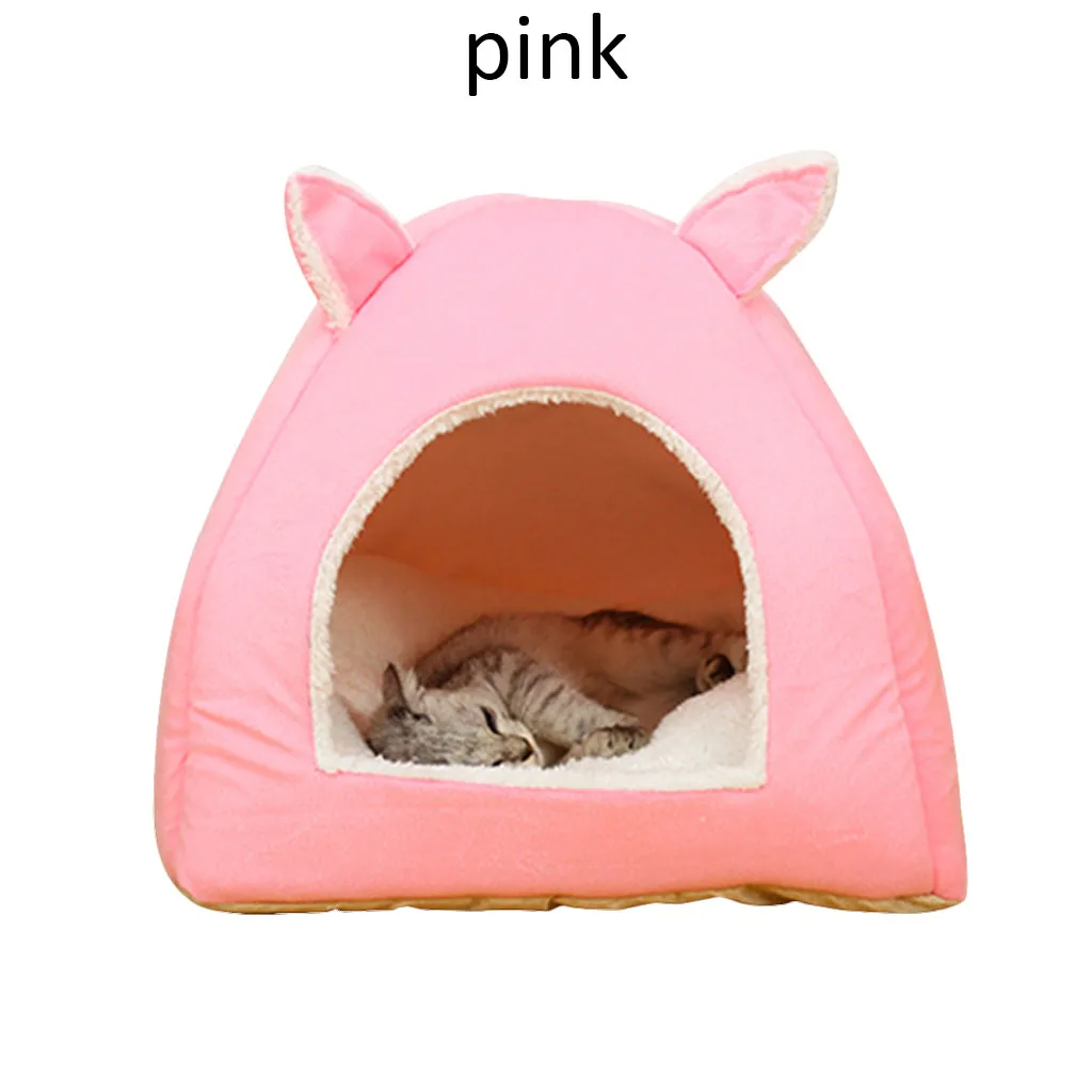 

Winter Warm Removable Rabbit Ears Pet Cat House Cat Bed Cave Puppies Kitten Kennel Mat Small Dog Cat House Kennel Nest Indoor