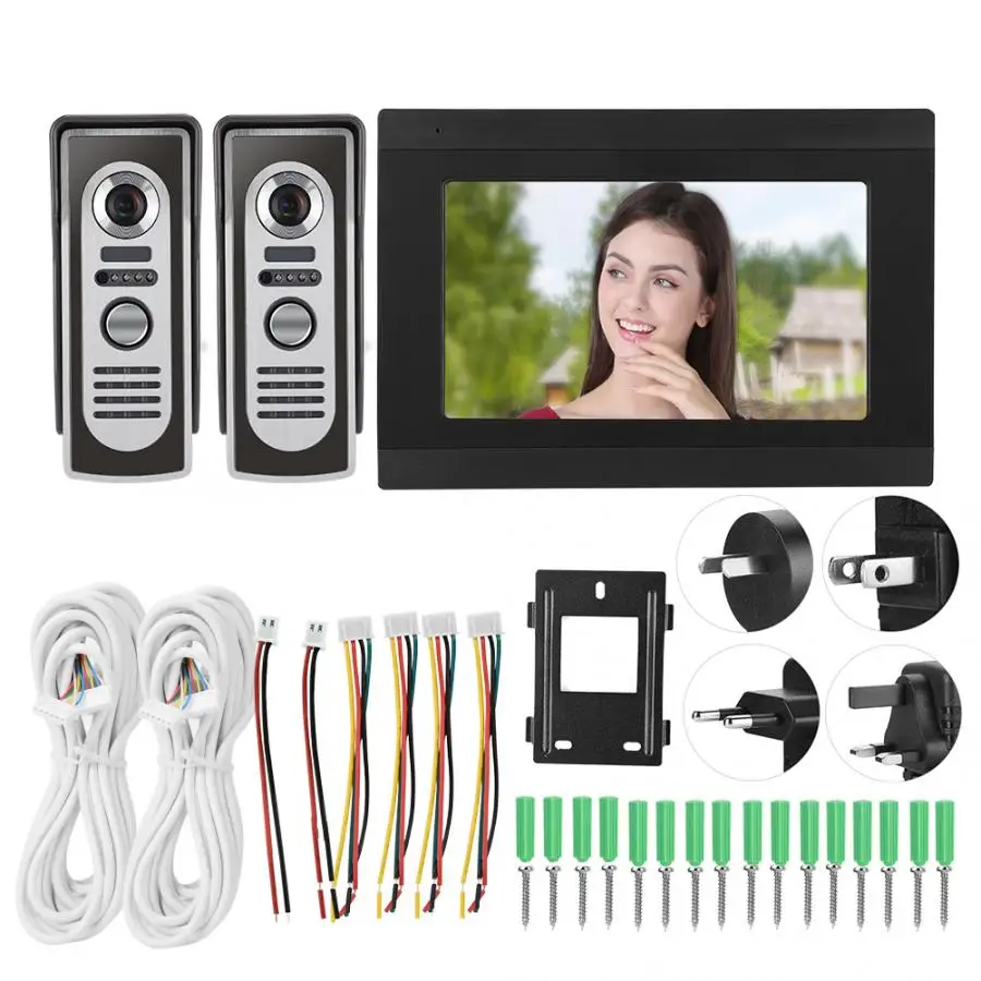 

7inches 1V2 IR Wired WIFI Video Doorbell Visual Intercom APP Camera 1080P HD 100-240V door bell waterproof no battery