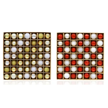 

1 Set Christmas Tree Decor Ball Bauble Hanging Xmas Party Ornaments Decoration Christmas Tree Pendants for Home, Platinum & Red