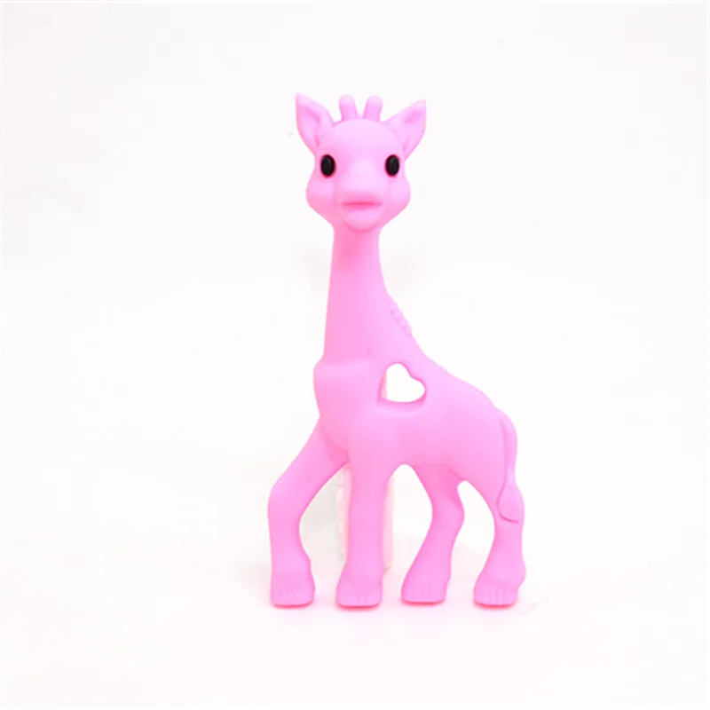 Pink 1 шт., силиконовый прорезыватель, животные из мультфильмов лиса, детское кольцо, прорезыватель, силиконовые жевательные подвески, детский прорезыватель, подарок, игрушки для малышей, 4 цвета - Цвет: Pink