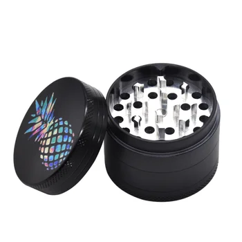 

Colorful Creative Pineapple Pattern Tobacco Grinder Prcatical Four-layer Manual Smoke Breaker (Black)