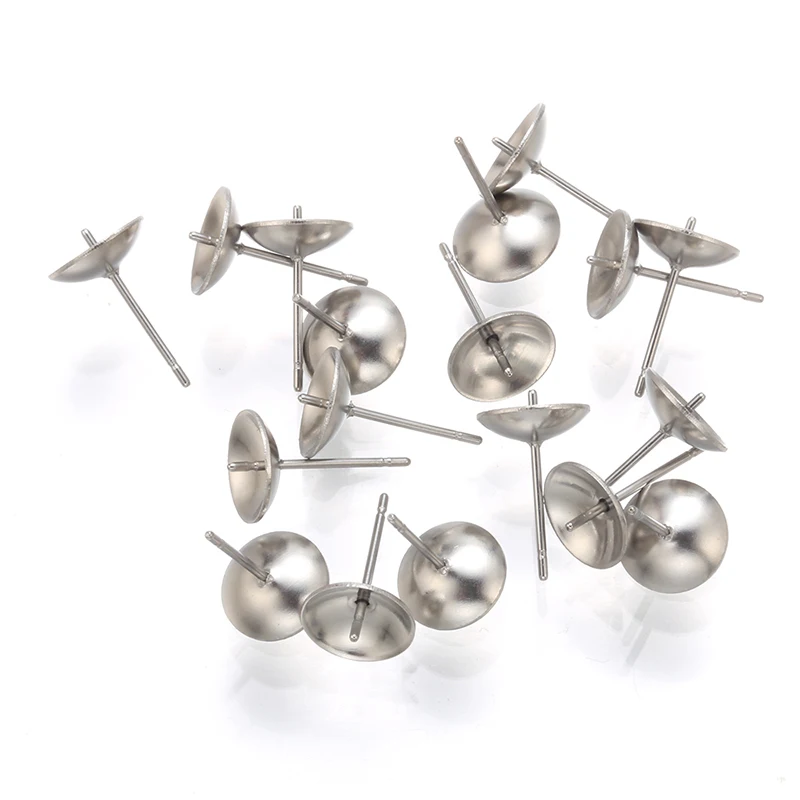 

100 pcs/lot Stainless Steel hats on beads Blank Base Cup Earing connector Findings Setting Fits for DIY Jewelry Making