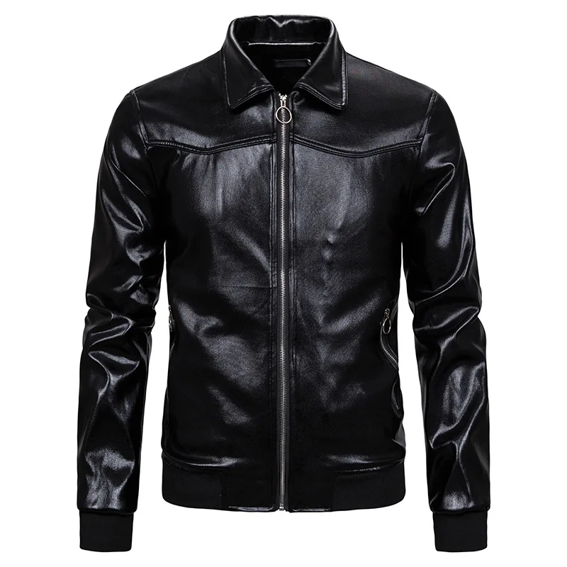 Black Friday Men Leather Jackets Jackets and Coats New Bright Color for Men Lapel Full Casual Men Jacket Leather