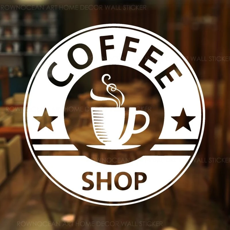 Coffee Cafe Shop Removable Window Stickers Vinyl Wall Decal Business Decor Art 