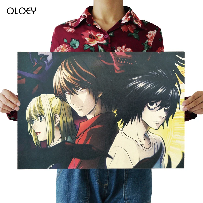 

Death Note A Style Japanese Cartoon Comic Poster Kraft Paper Wall Sticker Bar Cafe Decorative Painting 51.5X36cm Idol Producer