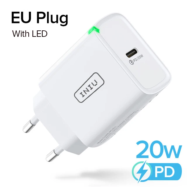 INIU LED USB Type C Charger 20W PD 3.0 QC4.0 Fast Charging Phone Charger For iPhone 13 12 11 Pro Max Samsung S21 Huawei Xiaomi 65w charger Chargers