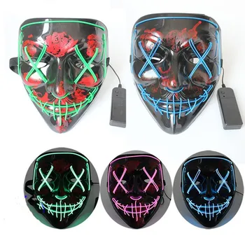 

Neon Led Mask Halloween Party Mask Scary Mask Masquerade Mask Light Glow In The Dark Funny Mask Horror Cosplay Costume Supplies