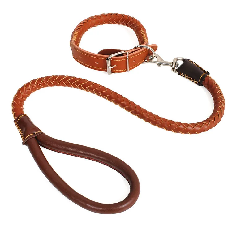 

Imitation Leather Pet Traction Medium Large Dog Dog Rope Two-Stage Model Pippi Weaving Traction Belt