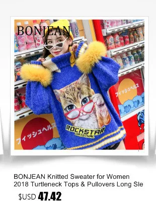 BONJEAN свитер с аппликацией кота Женская Осенняя одежда однобортный вязаный свитер свободный розовый кардиган BJ1784