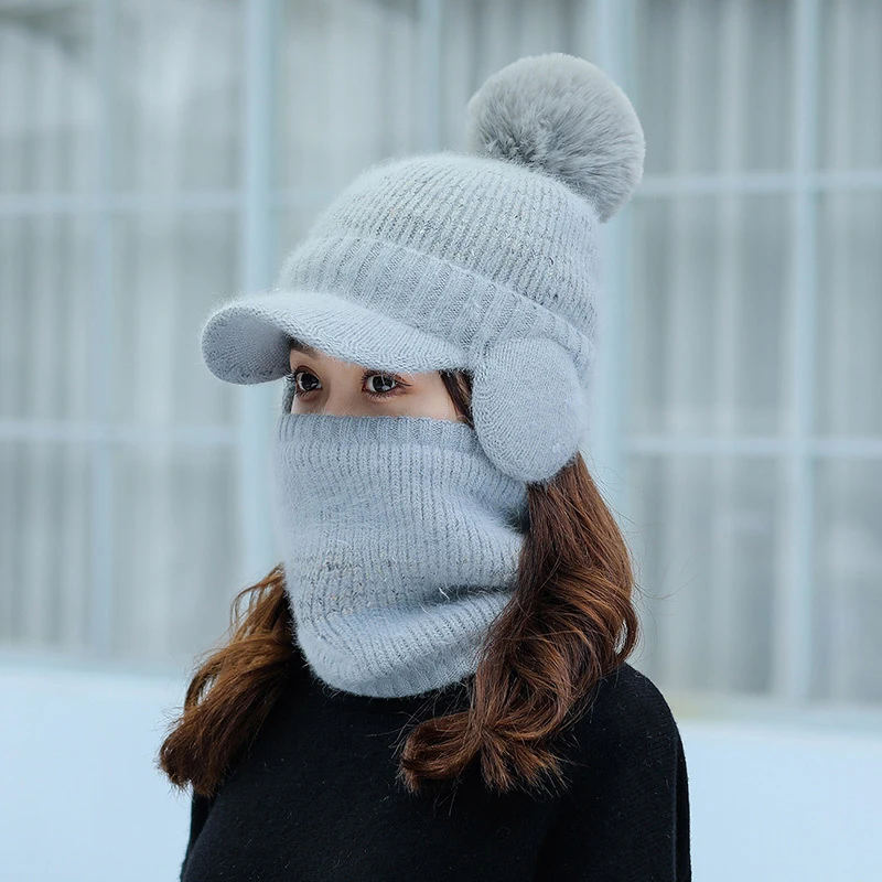 Cappello invernale da donna con paraorecchie cappellino con visiera  lavorato a maglia caldo protezione dell'orecchio morbida cappelli Bomber da  esterno comodi Anti freddo|Colbacchi| - AliExpress