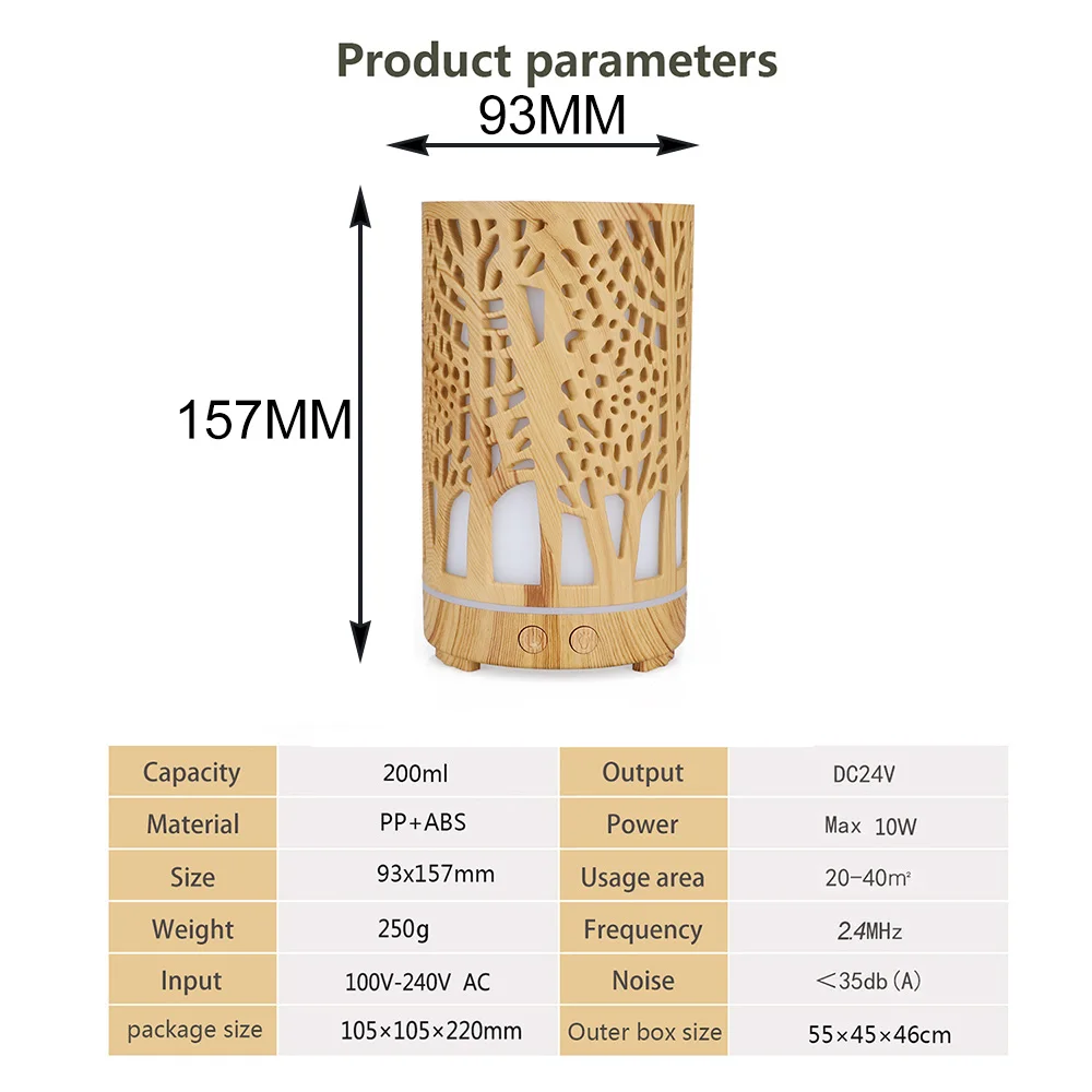 Wood Design Aromatherapy cool mist maker for home Essential Oil Aroma Diffuser Ultrasonic Air Mist Humidifier USB Aroma Diffuser