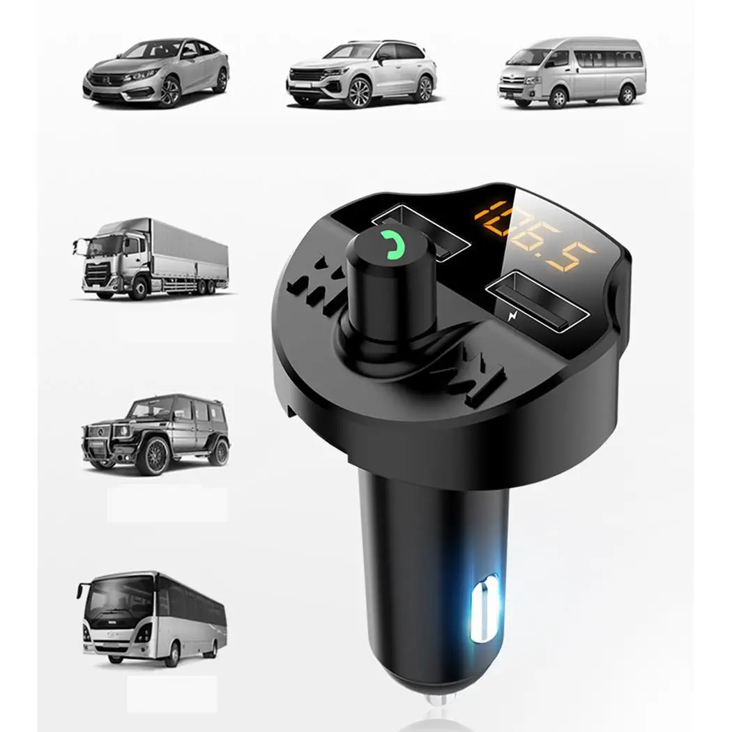 Двойной usb порт авто новая сигарета 12-24V 24 часа Зажигалка Bluetooth MP3 передатчик Черный 31g