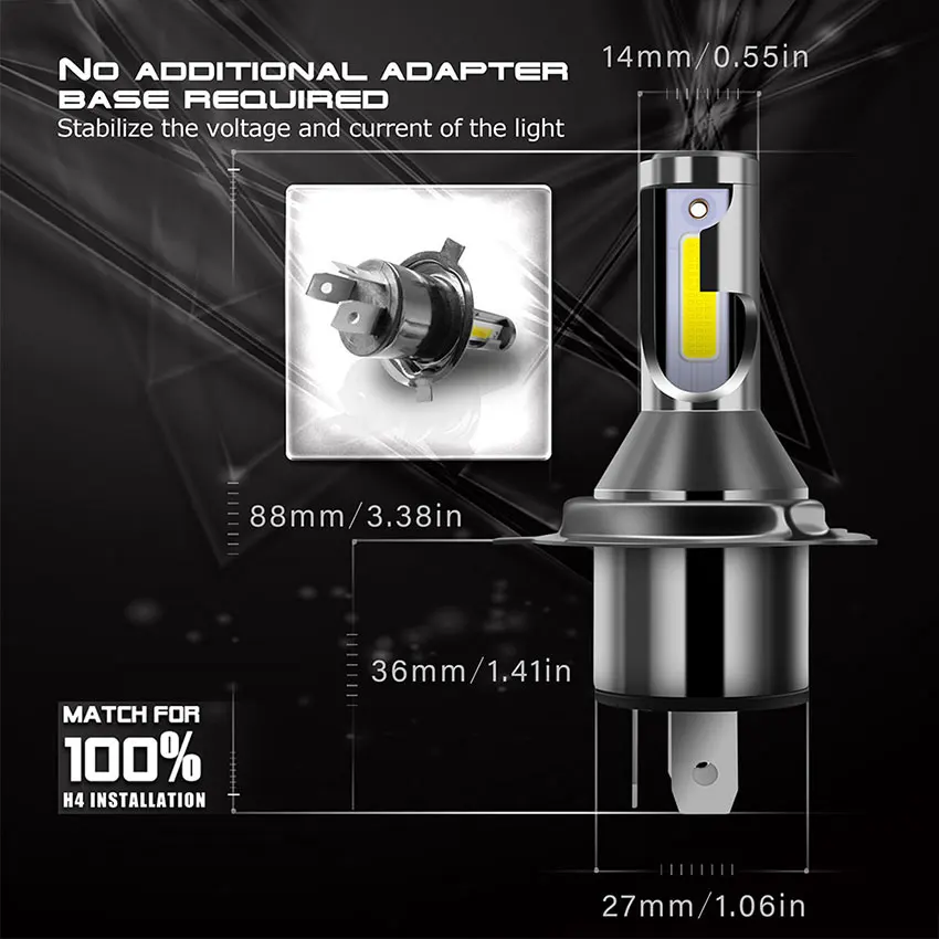 TXVSO8 H4 H7 светодиодные автомобильные лампочки COB чипы 10000LM 6000K Bombilla СВЕТОДИОДНЫЕ