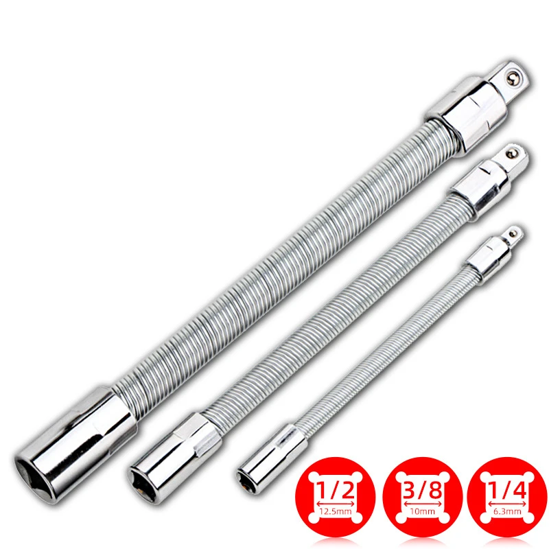 1/4" 3/8" 1/2" Flexible Shaft Socket Ratchet Wrench Extension Bar Ratchet Wrench Socket Extender